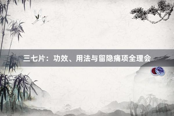 三七片：功效、用法与留隐痛项全理会
